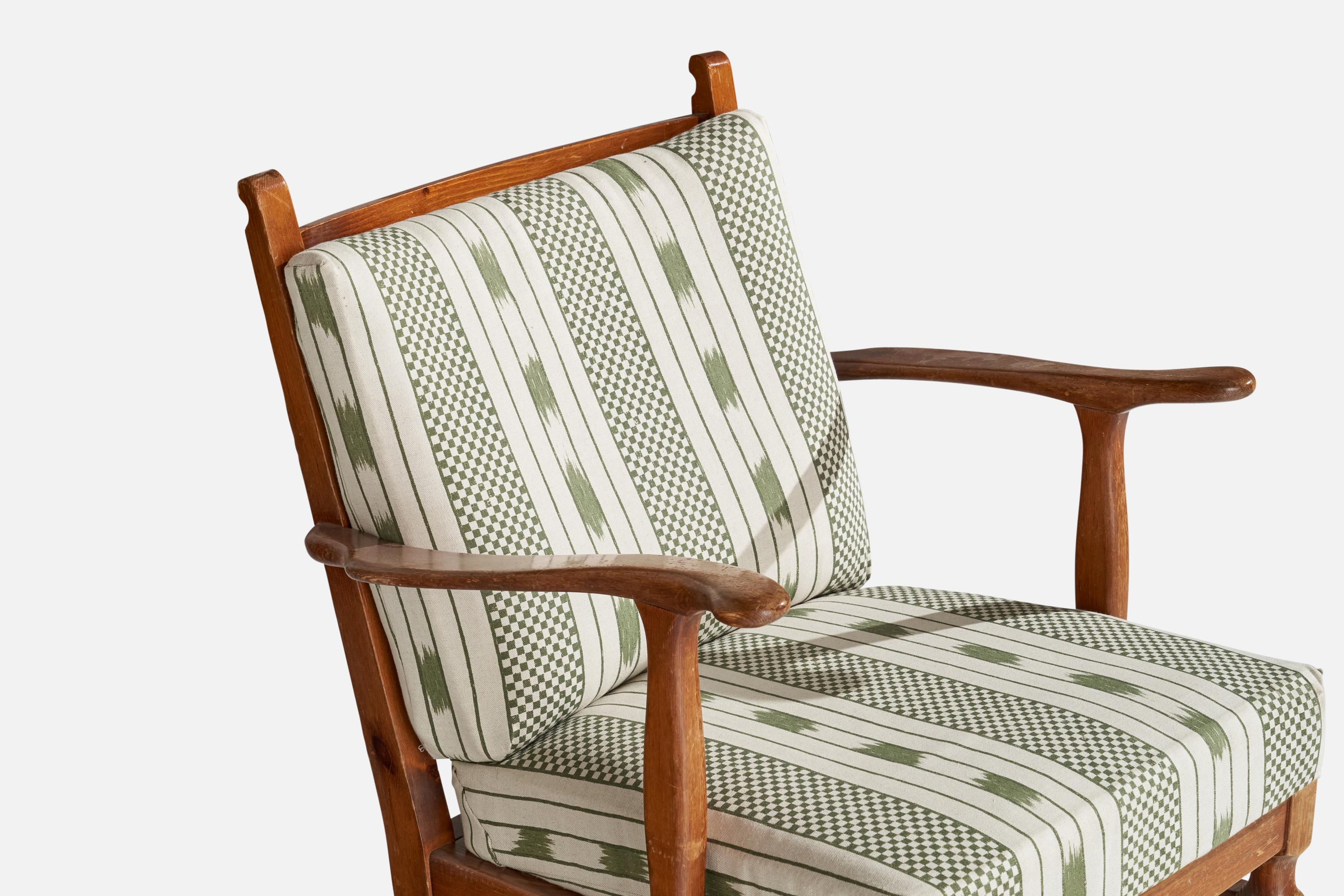 Göperts möbler, Lounge Chair, Pine, Fabric, Sweden, 1940s 2
