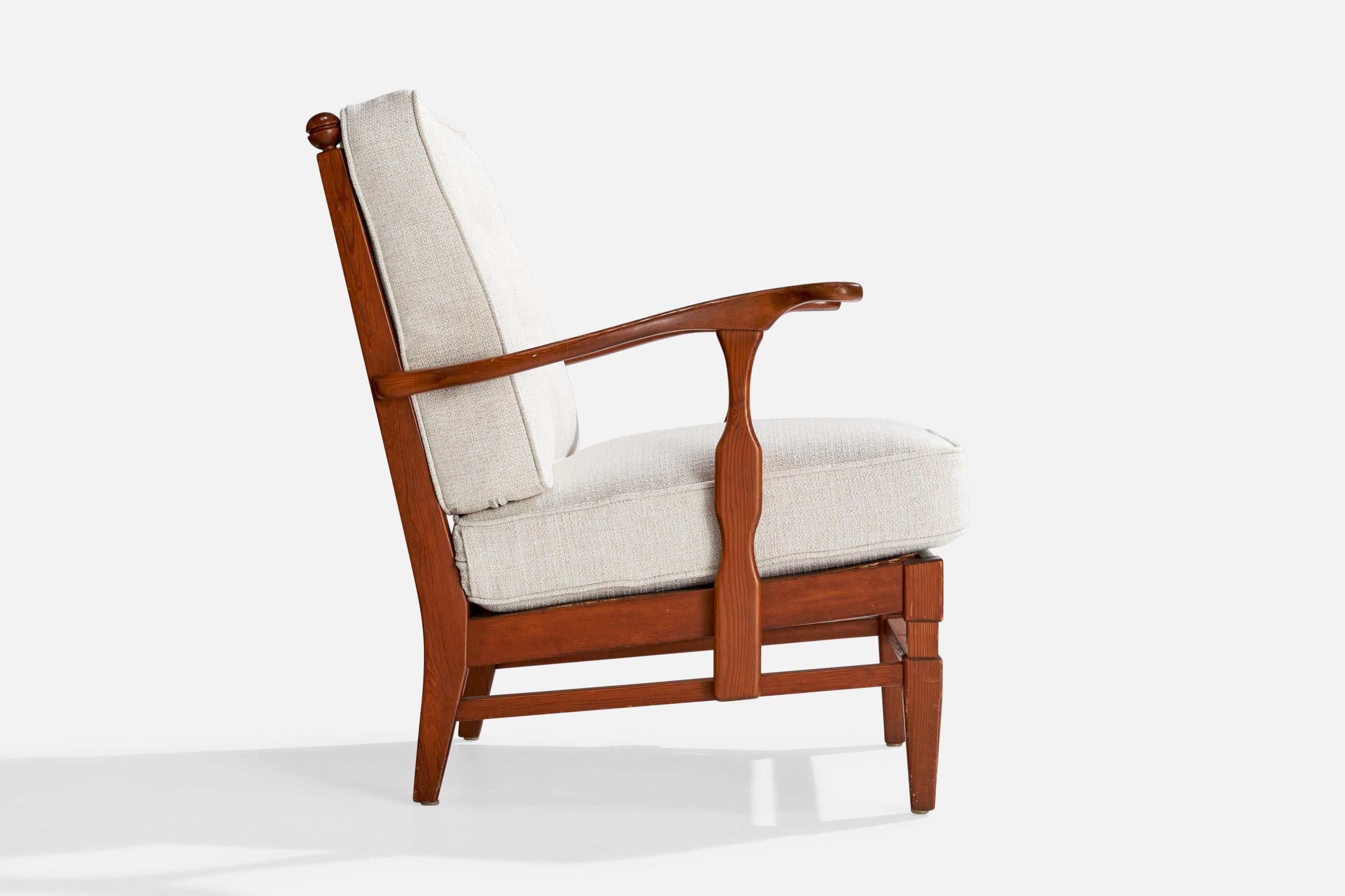 Göperts möbler, Lounge Chair, Pine, Fabric, Sweden, 1940s For Sale 2