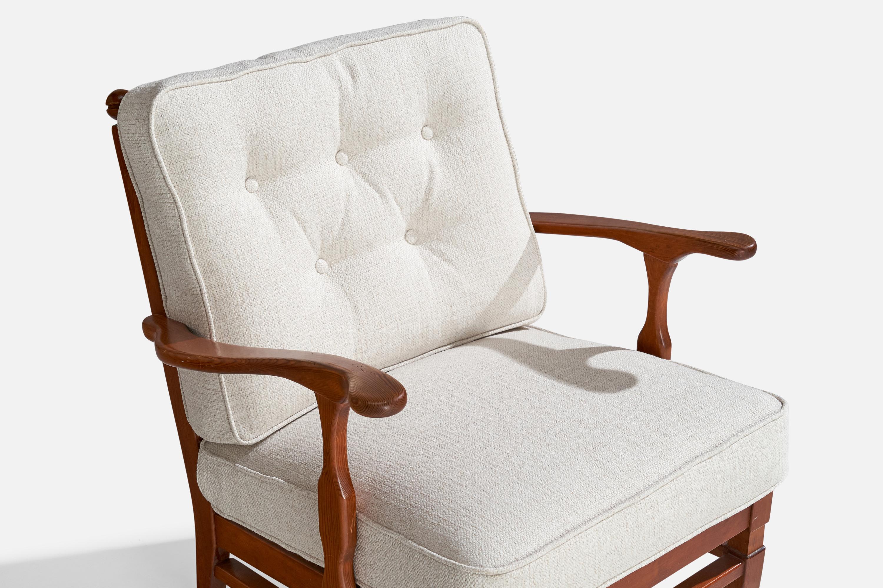 Göperts möbler, Lounge Chair, Pine, Fabric, Sweden, 1940s For Sale 3