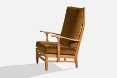 Göperts Möbler, Lounge Chair, Pine, Velvet, Sweden, 1940s