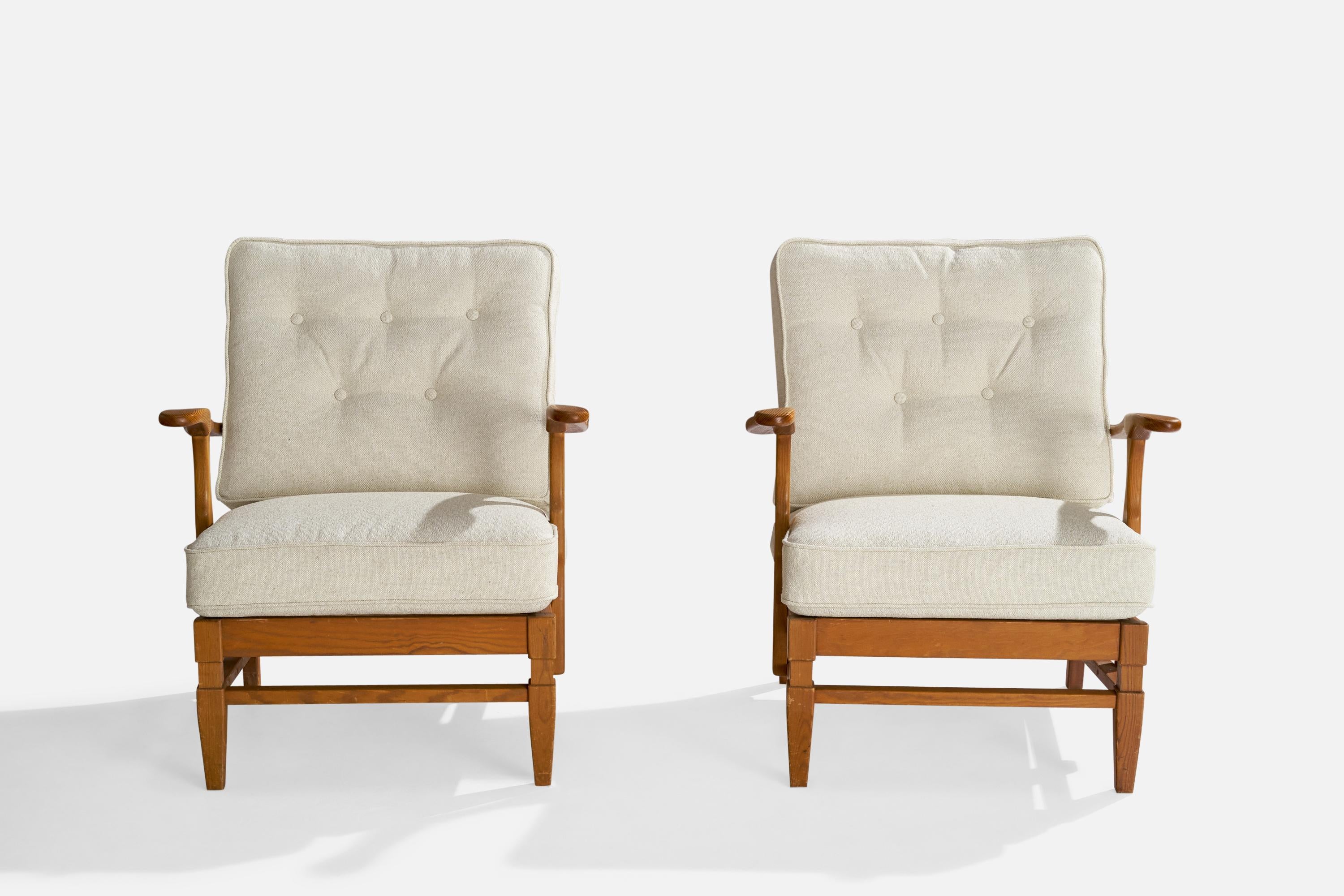 Göperts Möbler, chaises longues, pin, tissu, Suède, années 1940 en vente 5