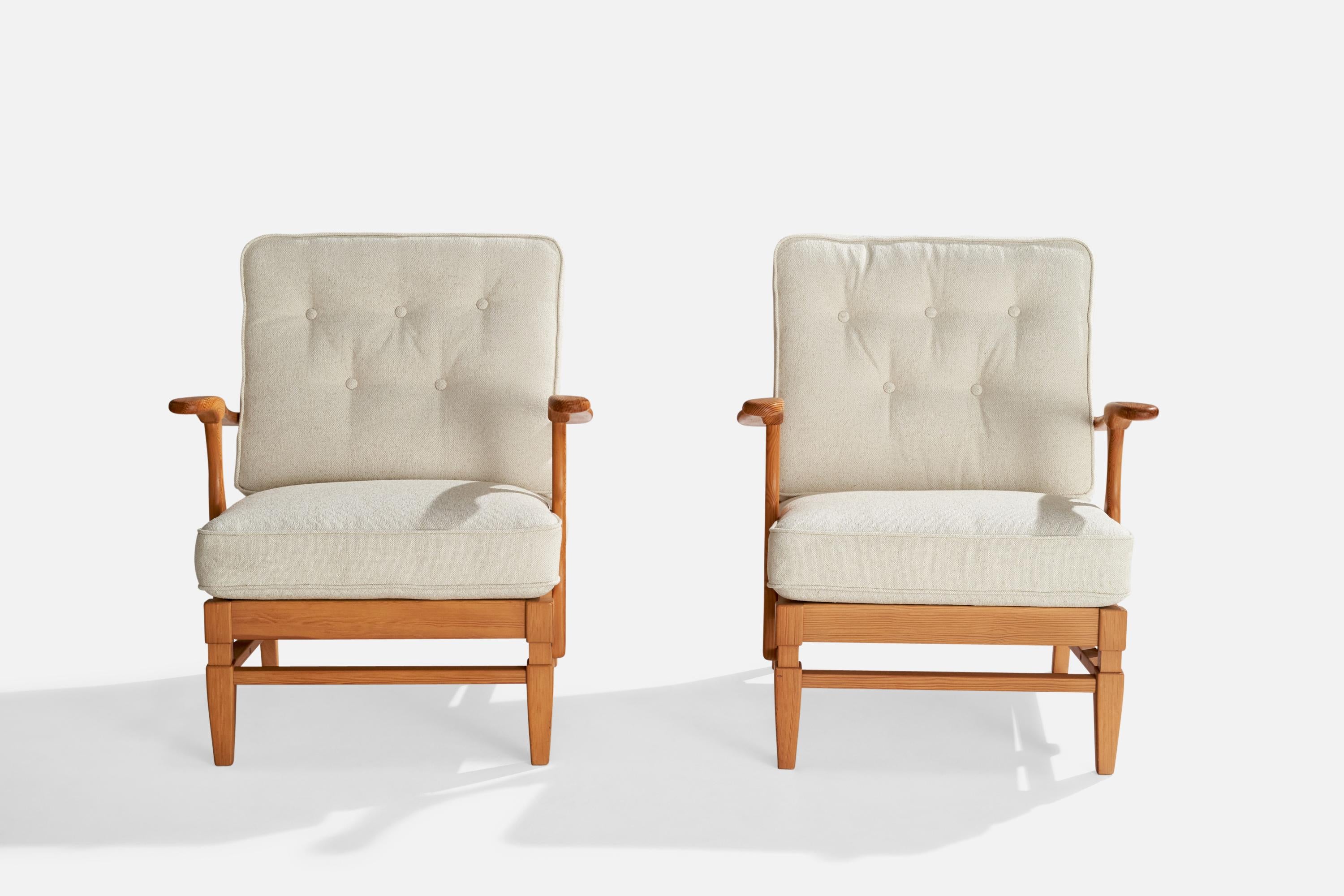 Scandinave moderne Göperts Möbler, chaises longues, pin, tissu, Suède, années 1940 en vente