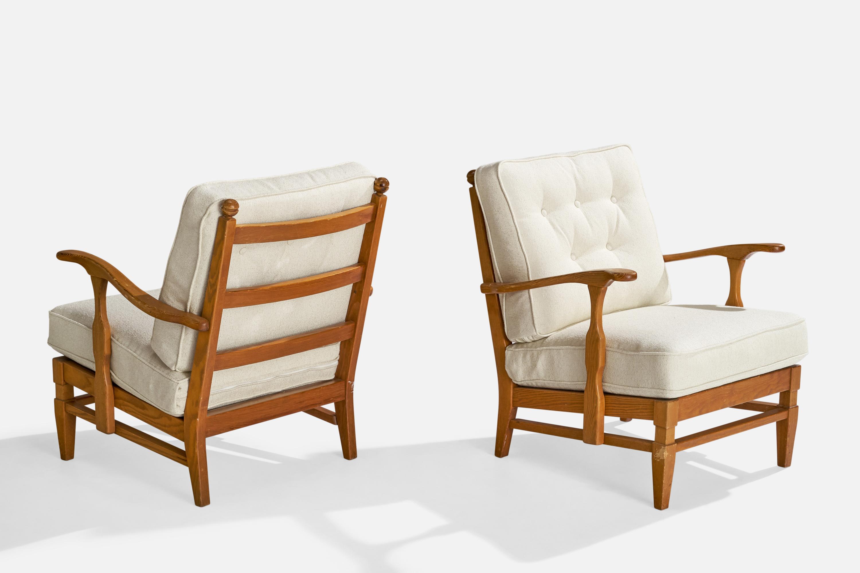 Scandinave moderne Göperts Möbler, chaises longues, pin, tissu, Suède, années 1940 en vente