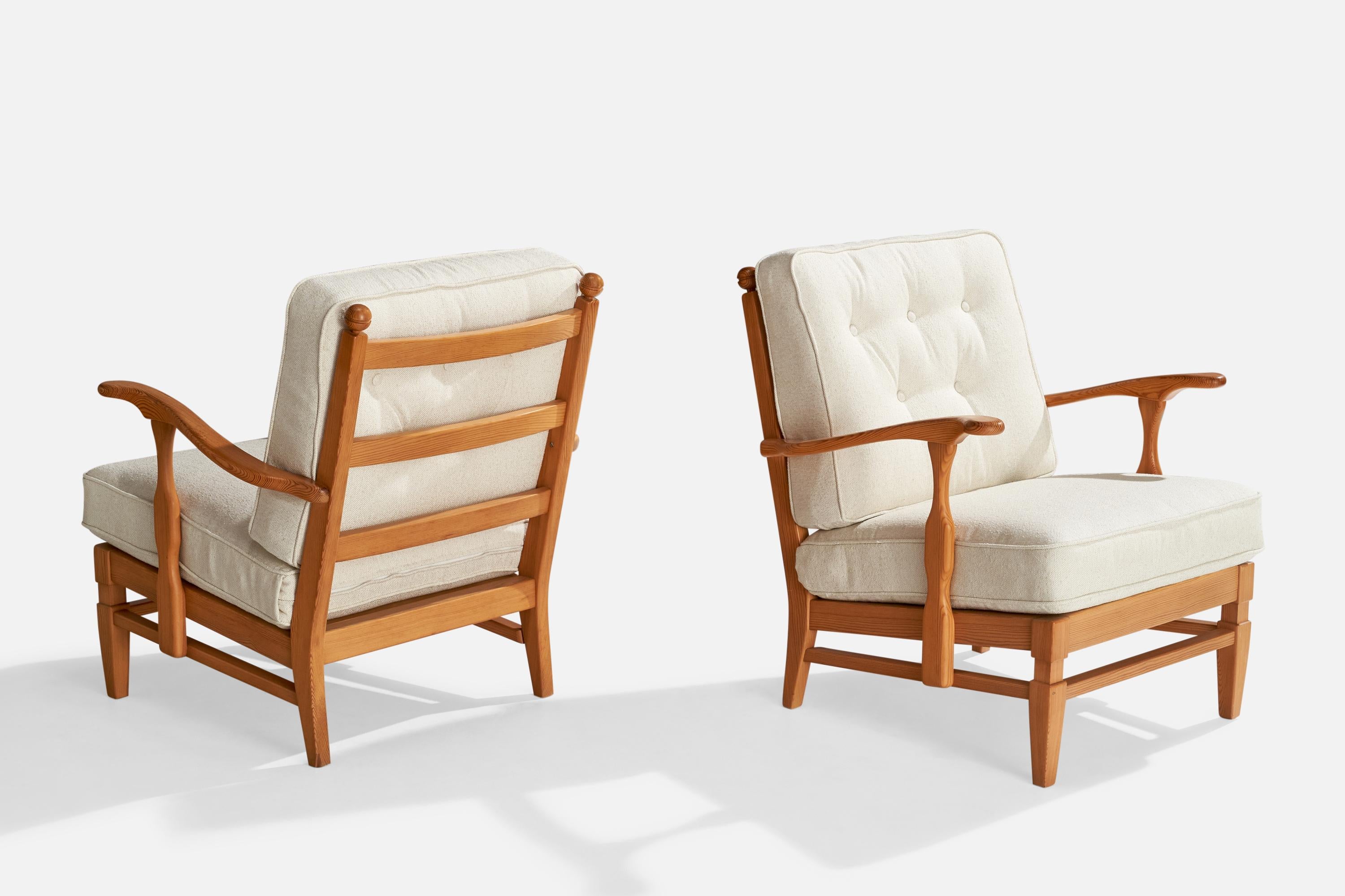Suédois Göperts Möbler, chaises longues, pin, tissu, Suède, années 1940 en vente