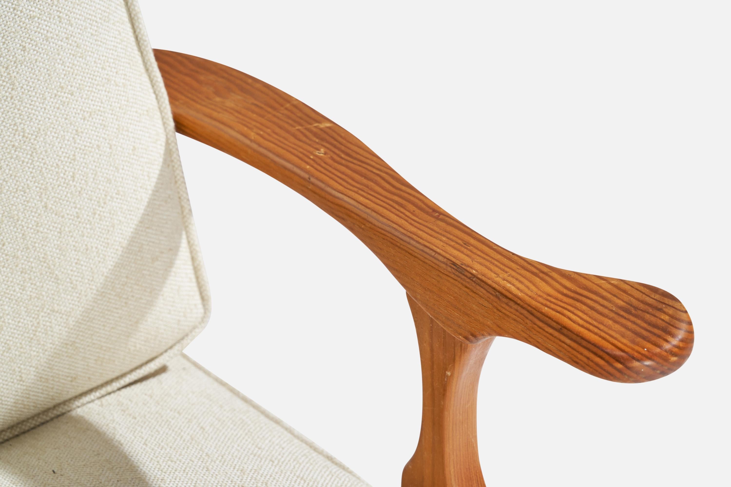 Göperts Möbler, Lounge chairs, Pine, Fabric, Sweden, 1940s In Good Condition In High Point, NC