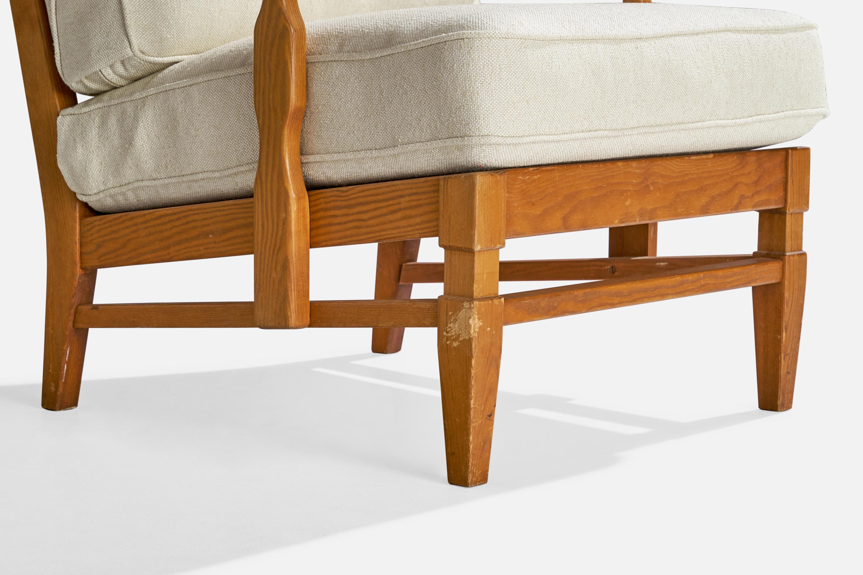 Tissu Göperts Möbler, chaises longues, pin, tissu, Suède, années 1940 en vente