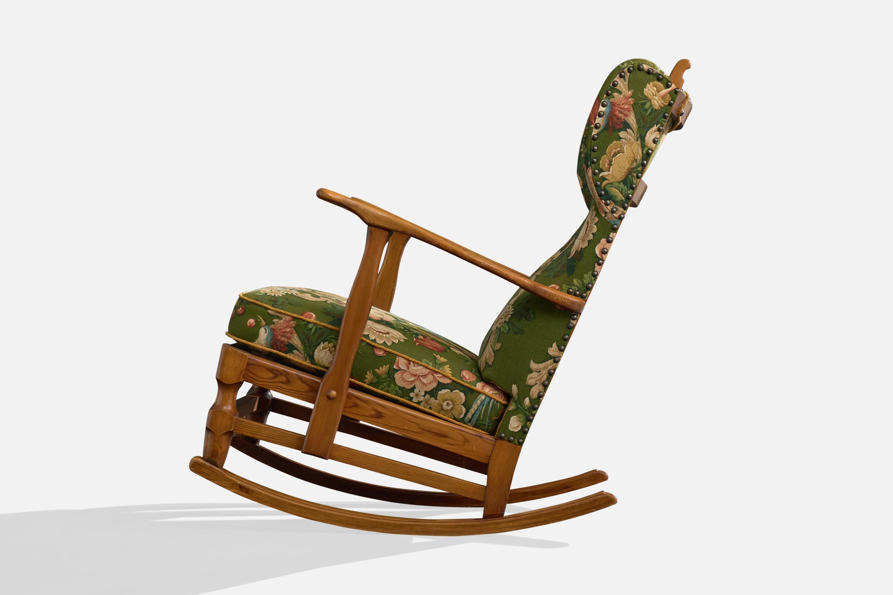 Mobler Rocking Chair Göperts Möbler, Rocking Chair, Pine, Fabric, Sweden, 1940s For Sale at ...