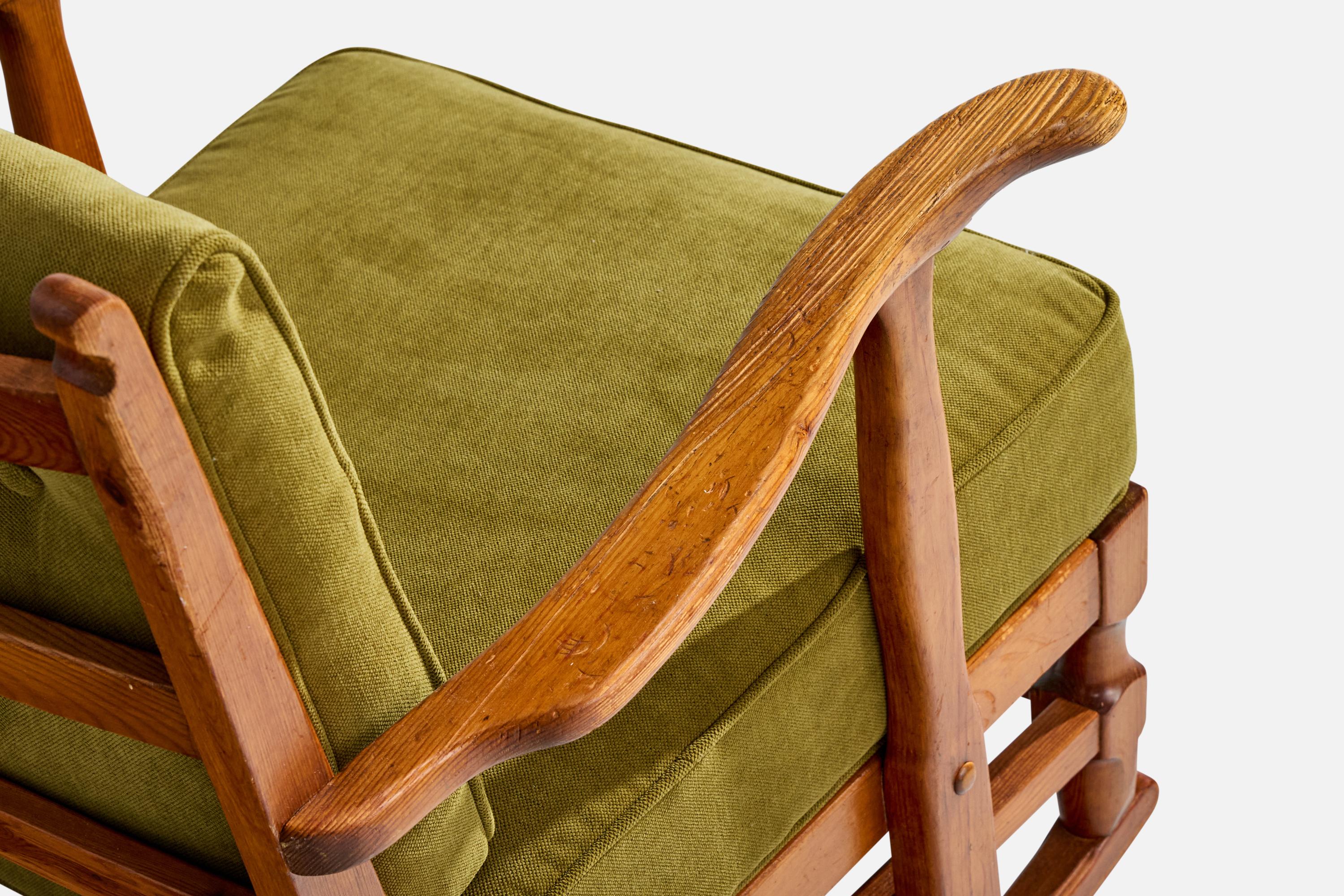 Göperts Möbler, Rockings Chairs, Pine, Fabric, Sweden, 1940s For Sale 6