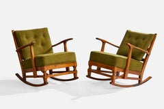 Göperts Möbler, chaises à bascule, pin, tissu, Suède, années 1940