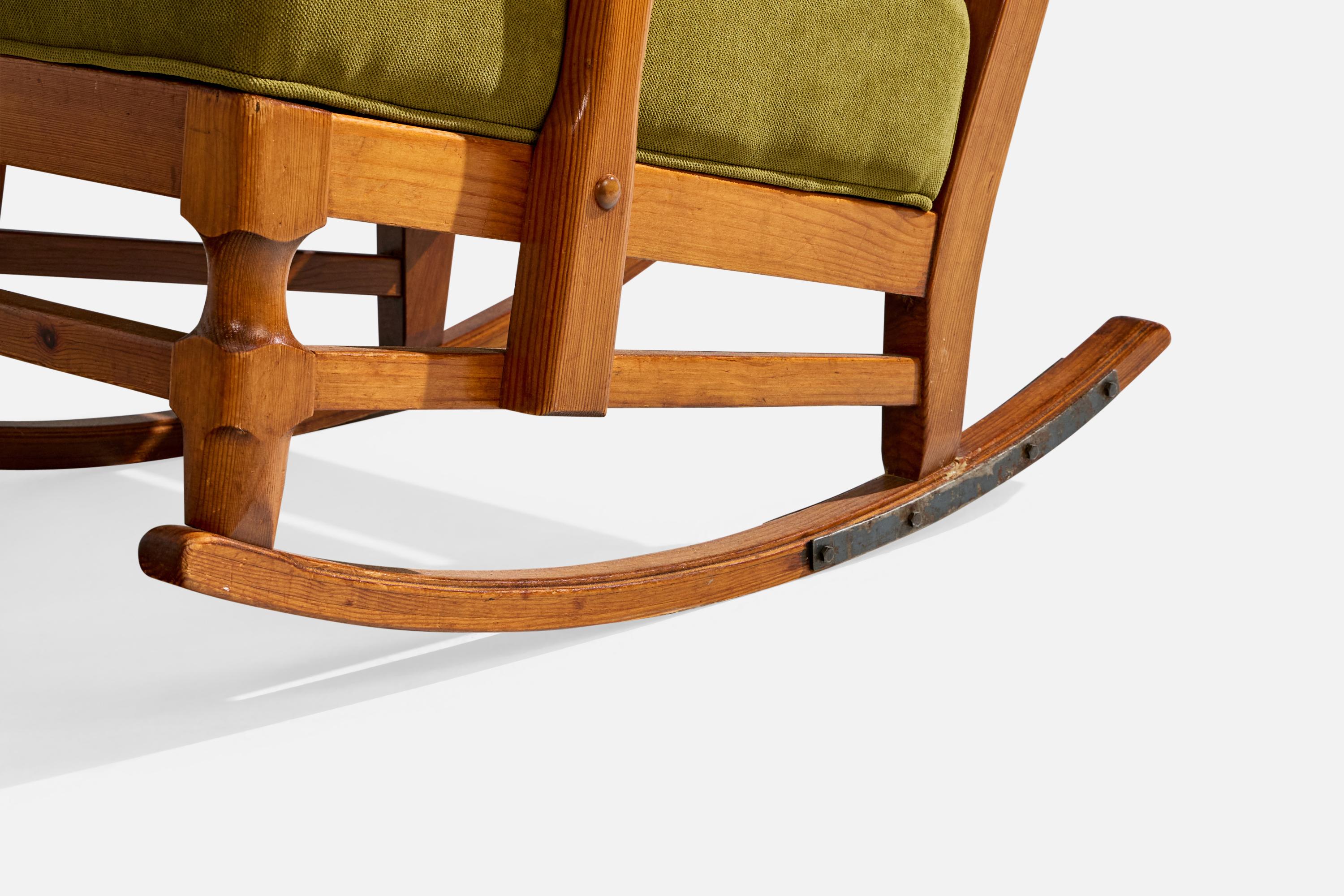 Swedish Göperts Möbler, Rockings Chairs, Pine, Fabric, Sweden, 1940s For Sale