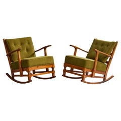 Göperts Möbler, Rockings Chairs, Pine, Fabric, Sweden, 1940s