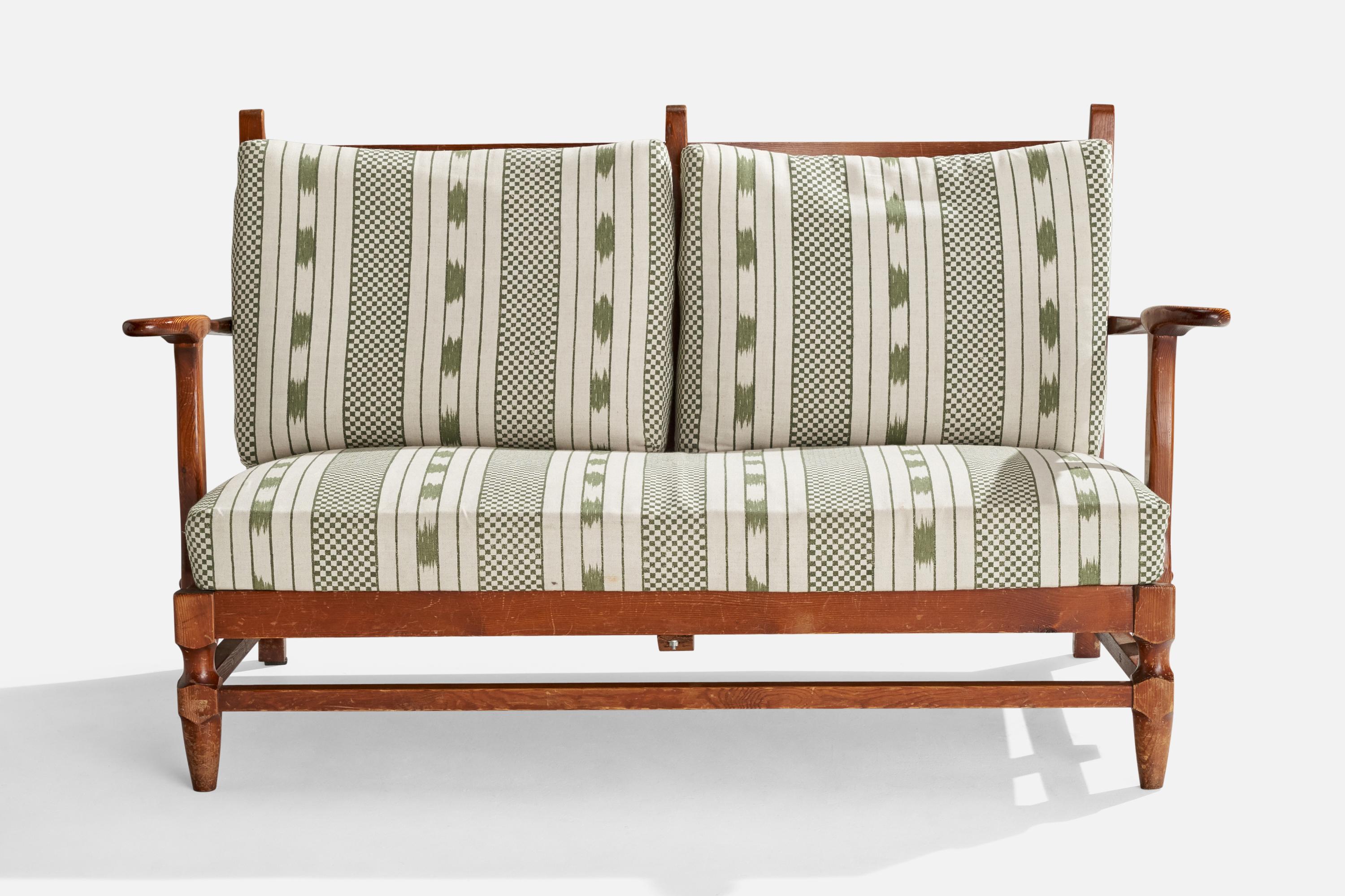 Milieu du XXe siècle Göperts möbler, Canapé, pin, tissu, Suède, années 1940 en vente