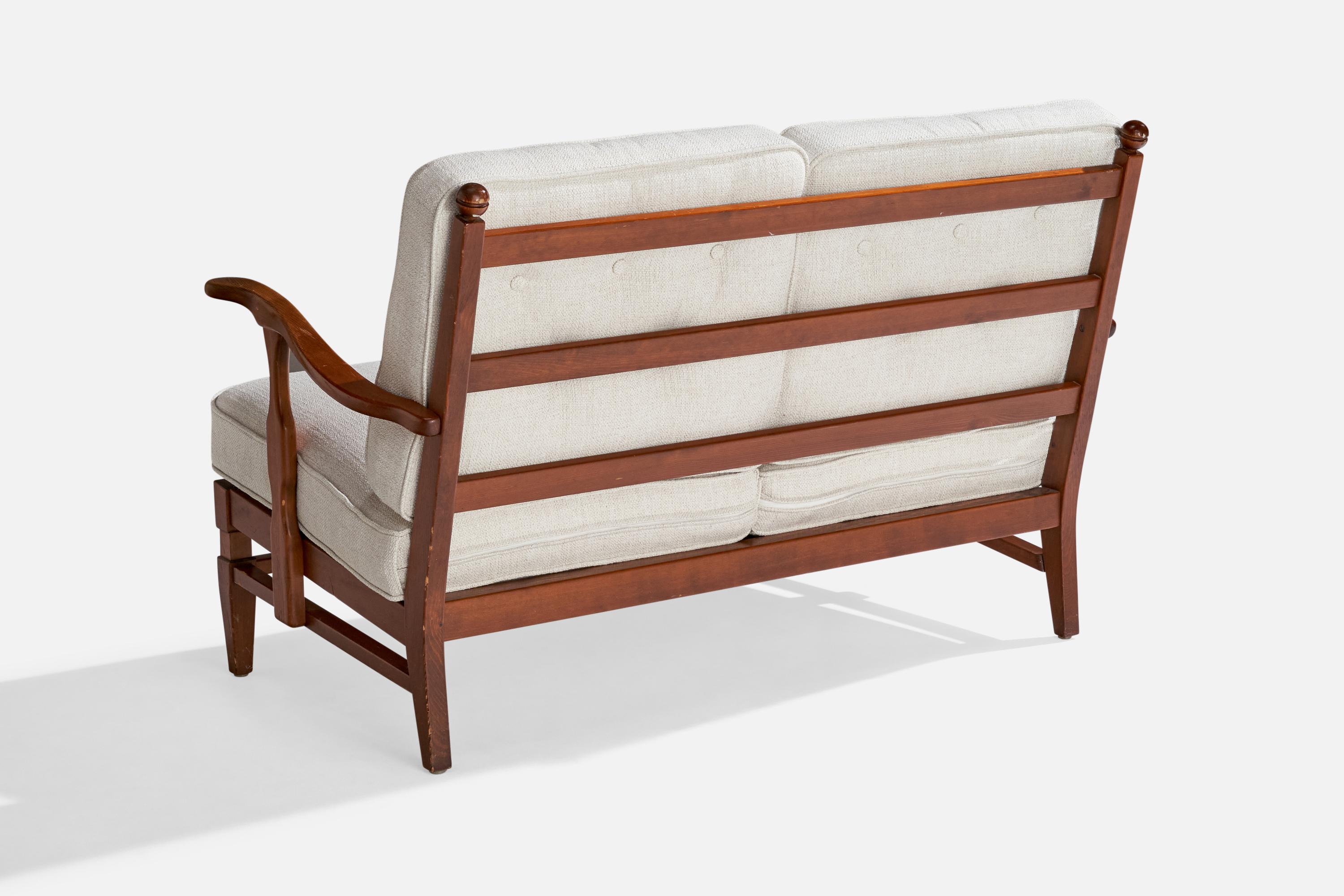 Milieu du XXe siècle Göperts Möbler, canapé, pin, tissu, Suède, années 1940 en vente