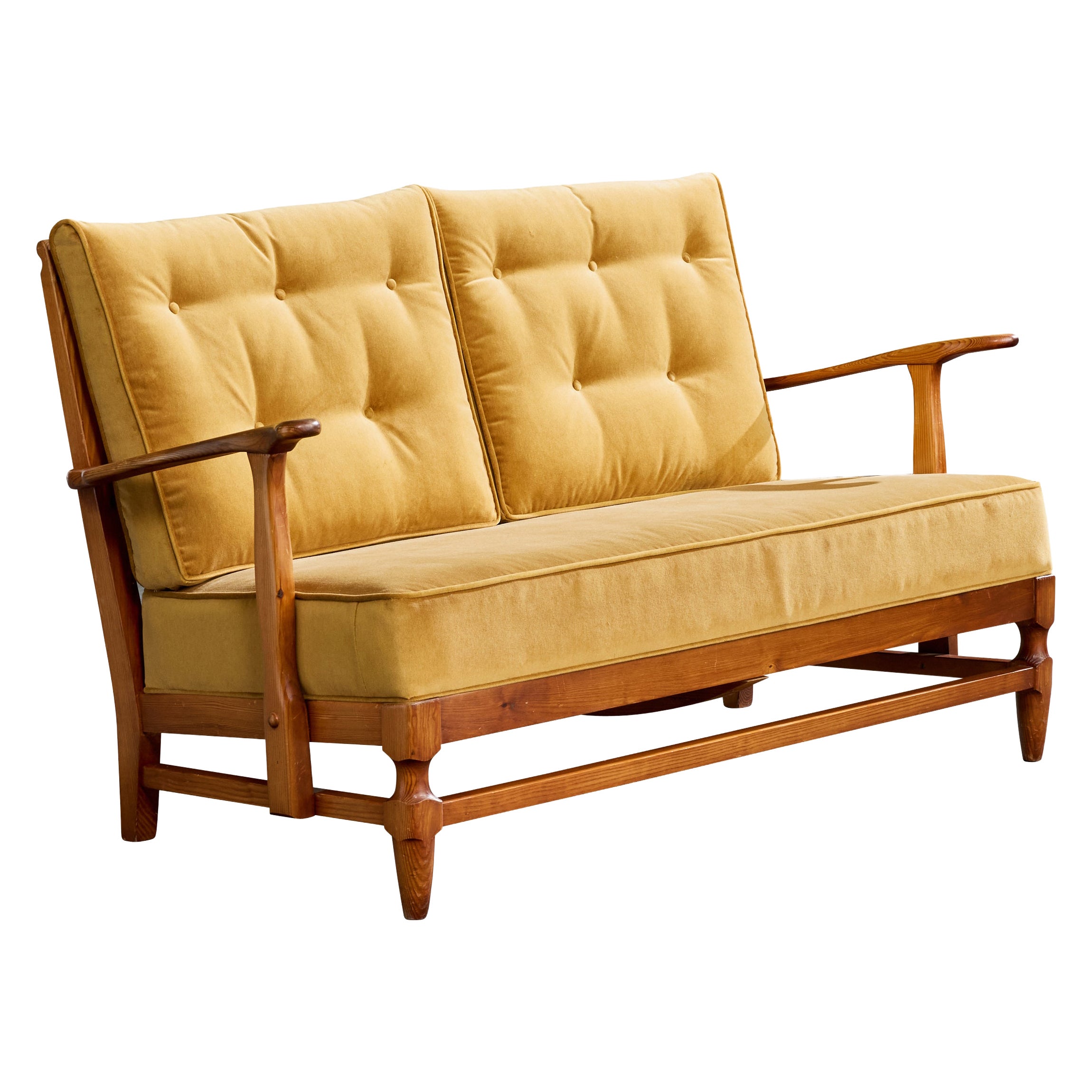 Göperts Möbler, Sofa, Pine, Velvet, Sweden, 1940s For Sale