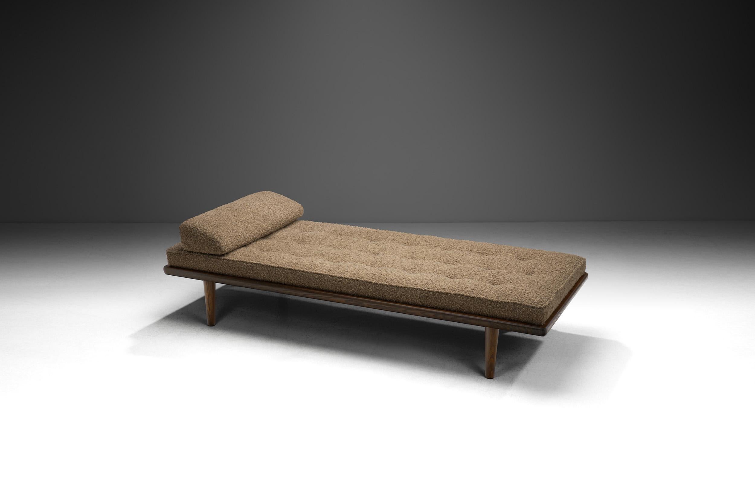 Like in most European countries, the desire for functionalism went hand in hand with understatement, refinement, and elegance for much of the mid-century era in Sweden. This gorgeous daybed was inspired by the classic Swedish furniture design ideals