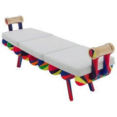 Gor, Colorful Bench, Stool, Made of Solid Wood, Painted by Lao Gabrielli