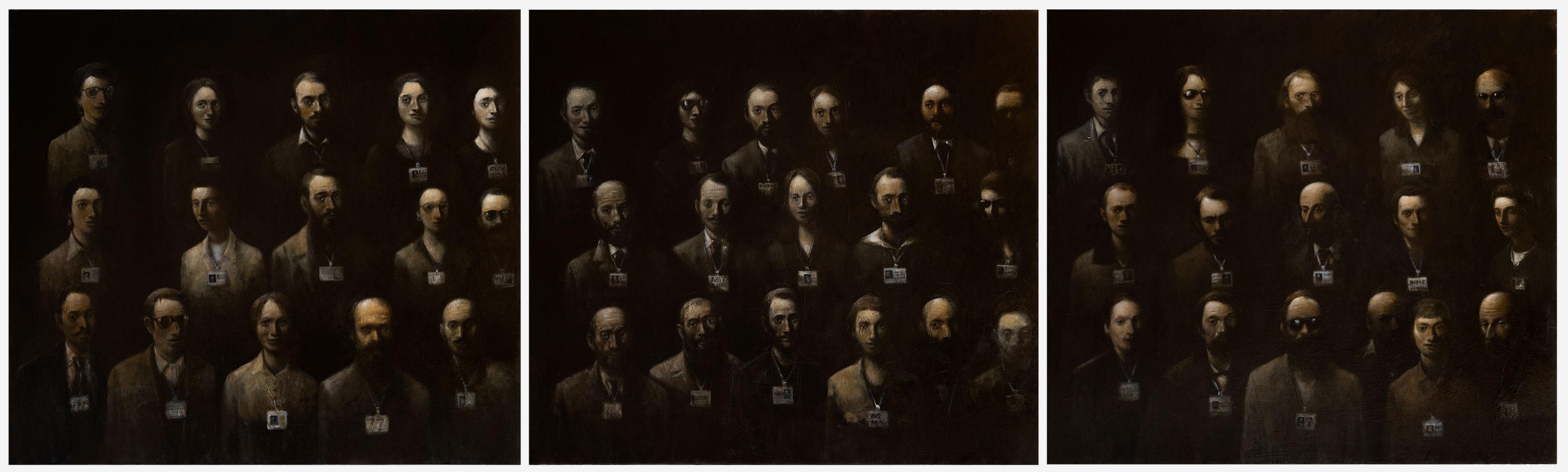 Visitors III (Triptych) - Painting by Goran Djurovic