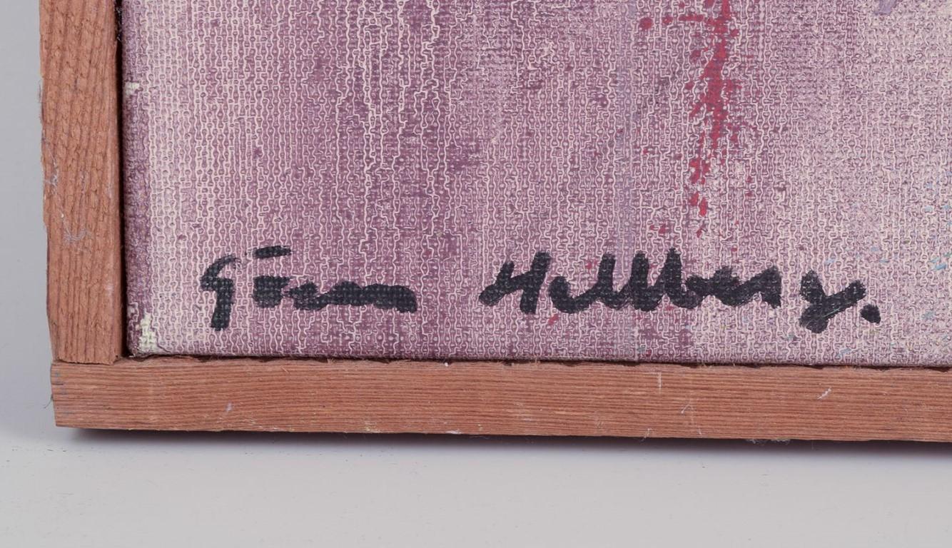 Fin du 20e siècle Göran Hellberg, artiste suédois. Huile sur toile. composition abstraite des années 1970 en vente