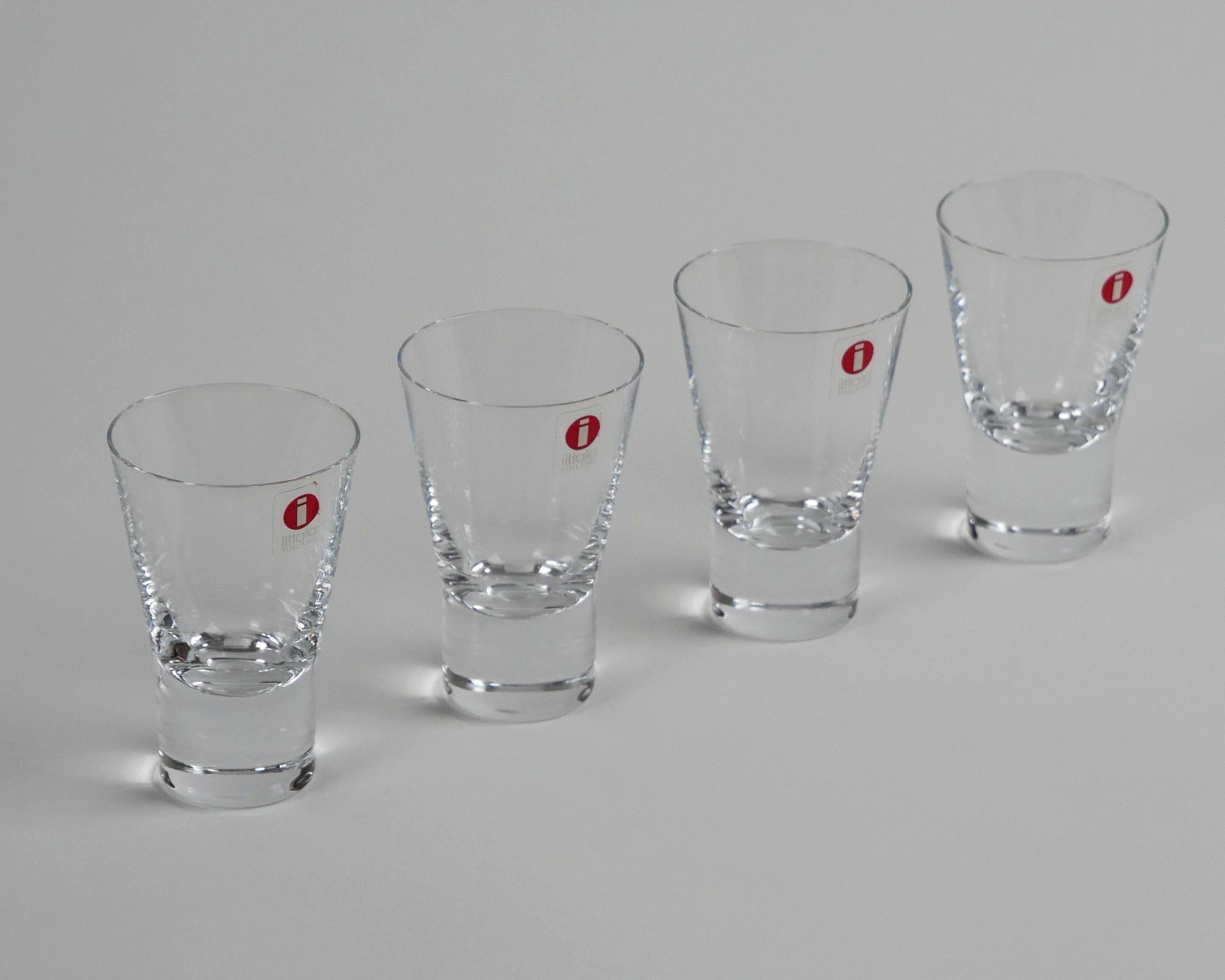 Mid-Century Modern Göran Hongell for Iittala 1948 Set of 4 ‘Aarne’ Vodka Glasses Wirkkala Sarpaneva