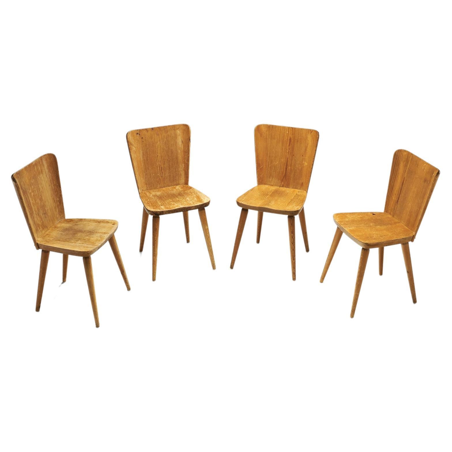 Göran Malmvall "501" Pine Dining Chairs for Svensk Fur, Sweden 1950s For Sale