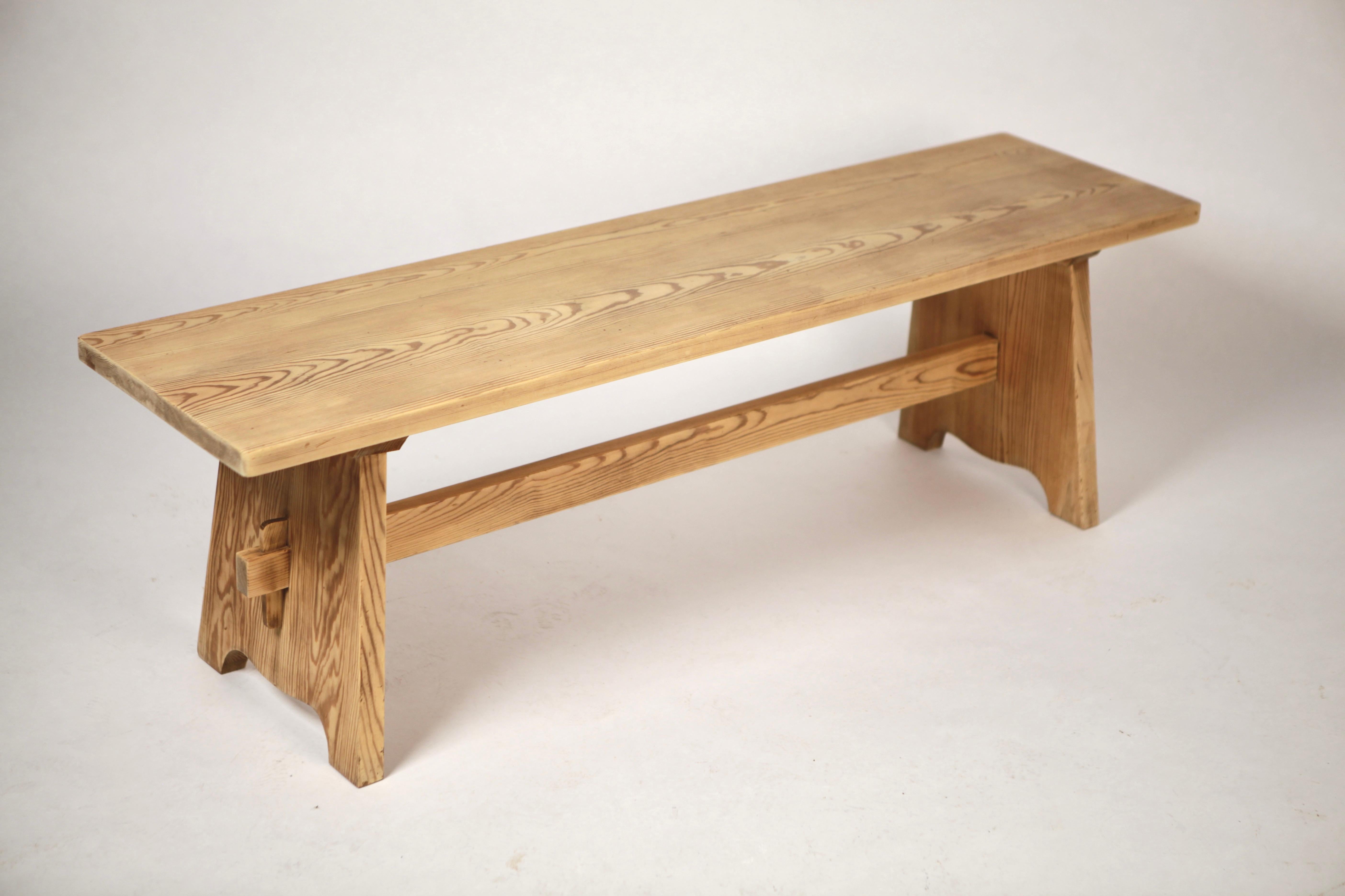 Mid-20th Century Göran Malmvall, Bench in Solid Pine, K.Anderson & Söner, Sweden, 1940s For Sale