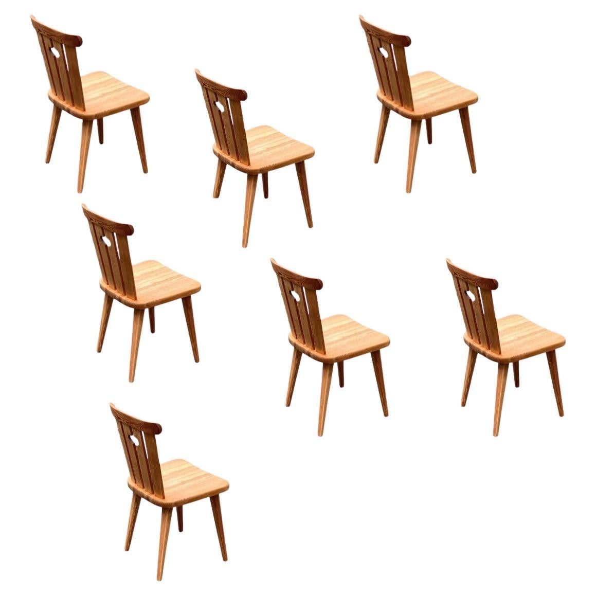 Göran Malmvall Classic Swedish pine chairs set of 7