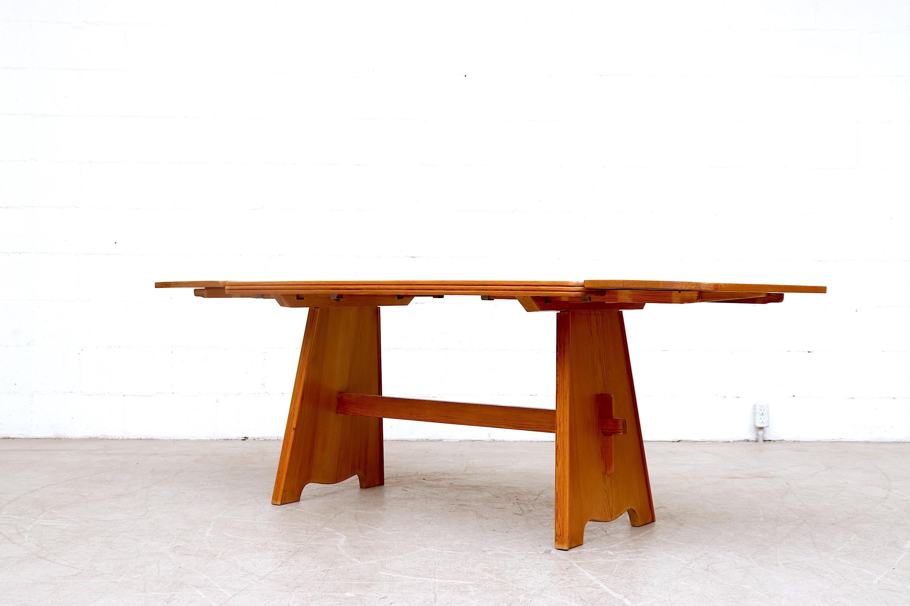Mid-Century Modern Göran Malmvall Pine Dining Table with Leaves