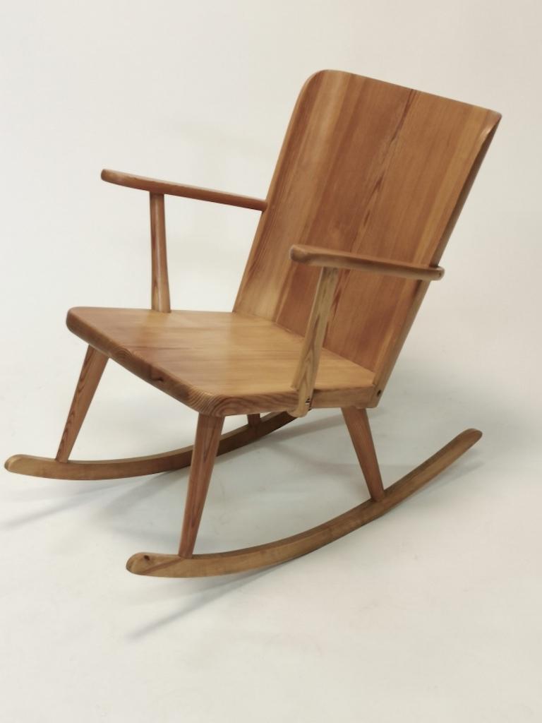 Göran Malmvall, Rocking Chair in Pine, Sweden 1940s 5