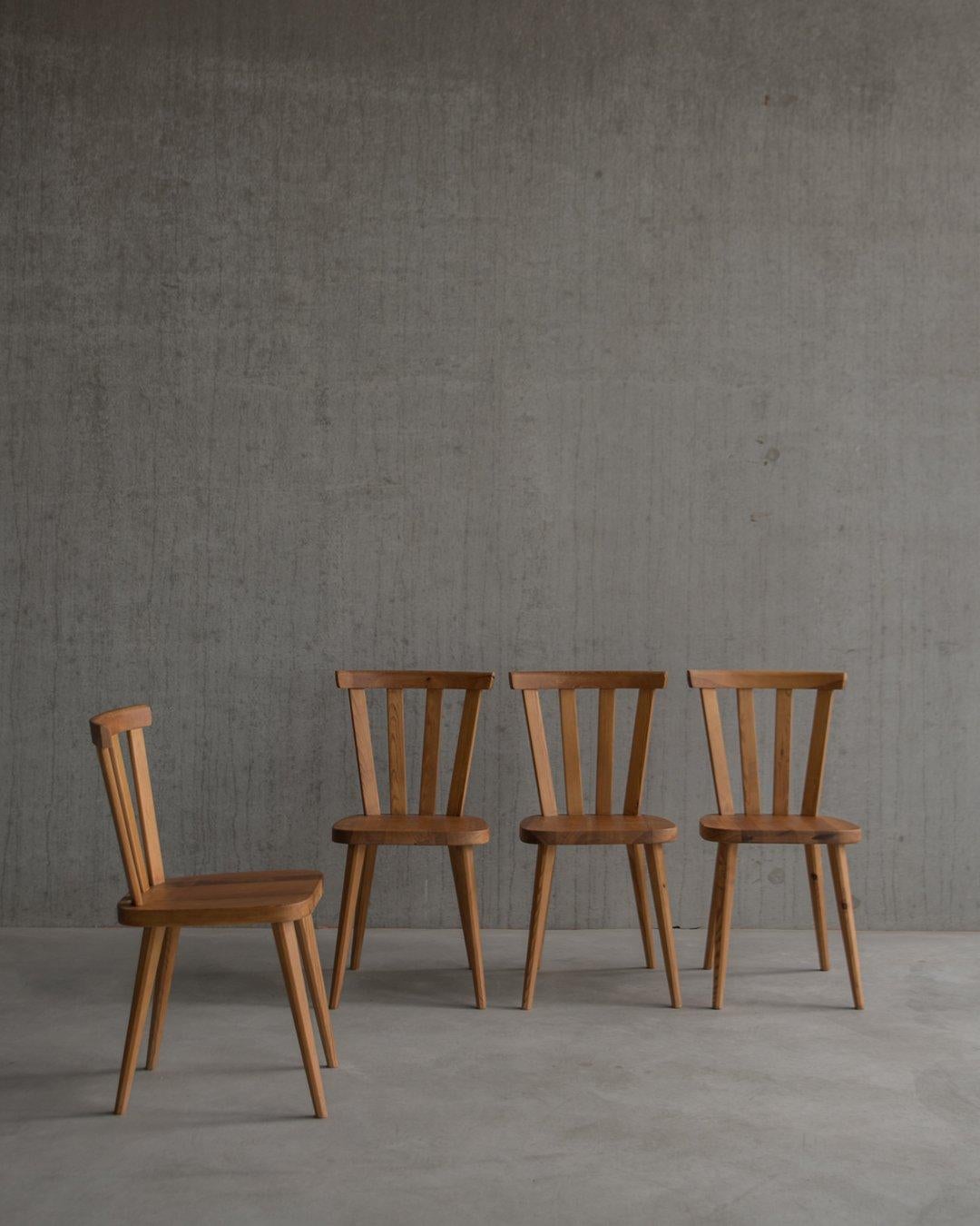 Swedish Göran Malmvall, Svensk Fur, Set of 4 Pine Chairs