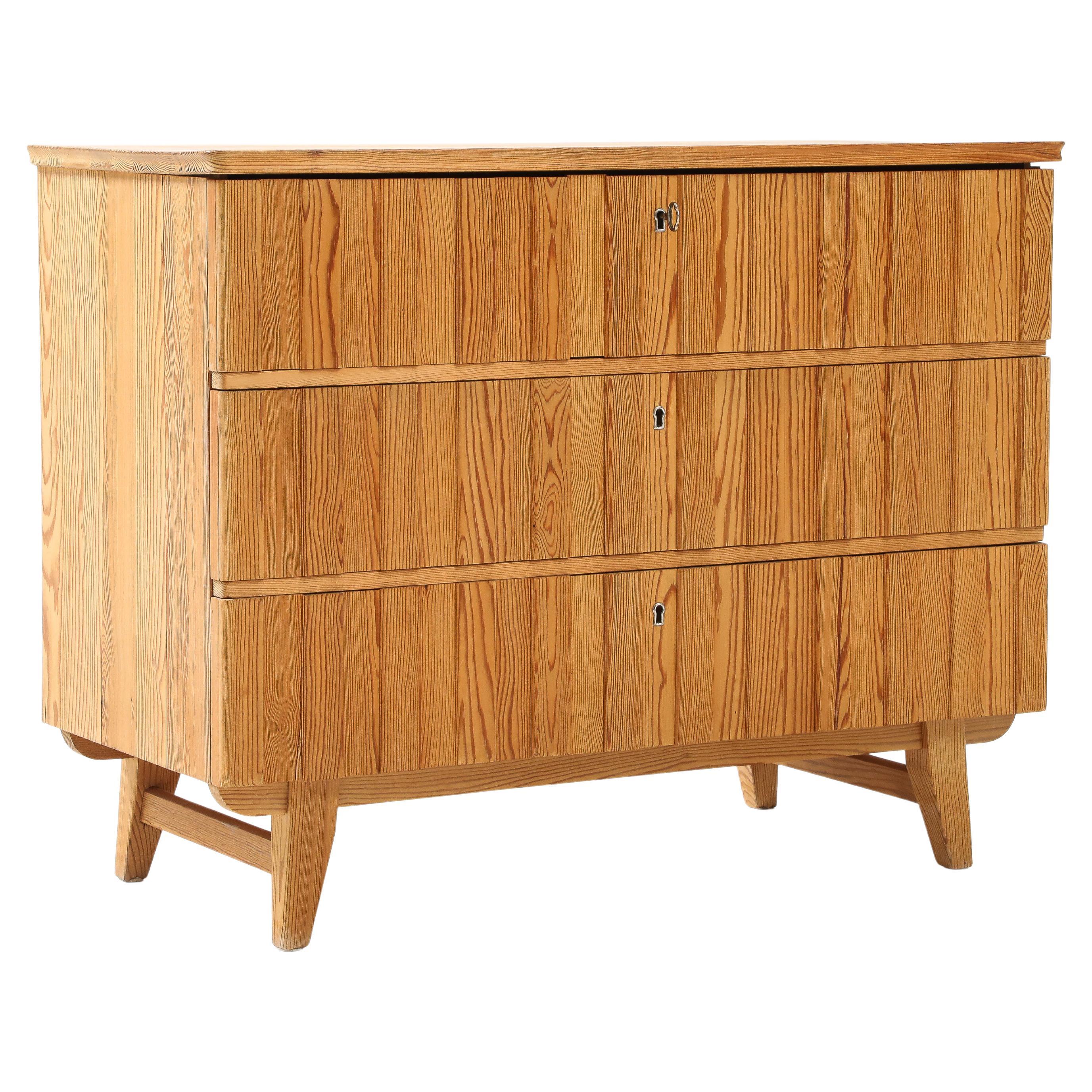 Göran Malmvall Swedish Fir Chest with Ring Handles, Sweden, 1940's