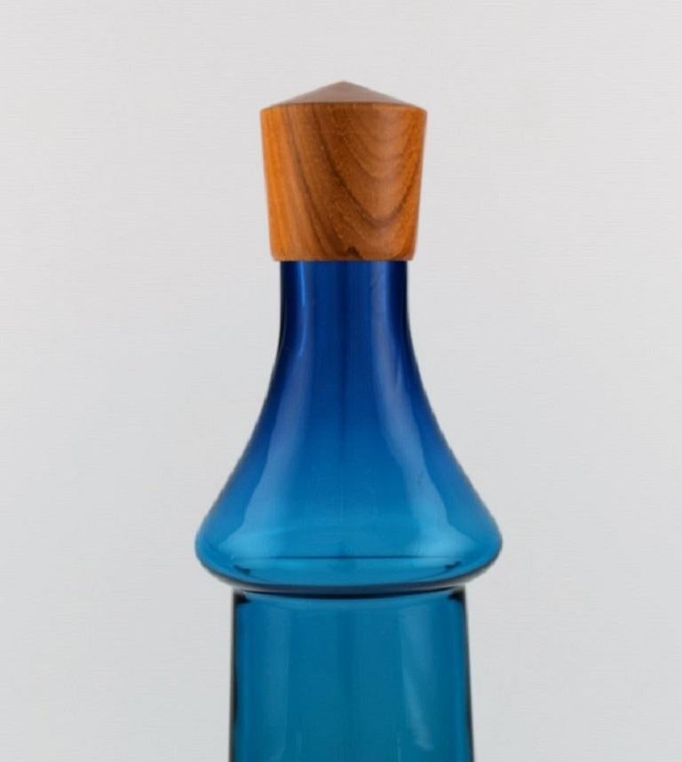 Scandinavian Modern Göran Wärff for Pukeberg, Large Tropico Decanter in Blue Mouth-Blown Art Glass For Sale