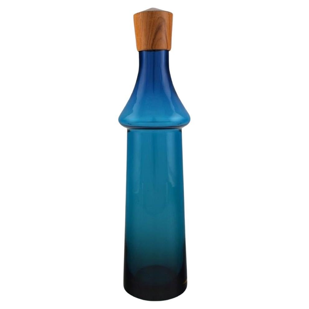 Göran Wärff for Pukeberg, Large Tropico Decanter in Blue Mouth-Blown Art Glass