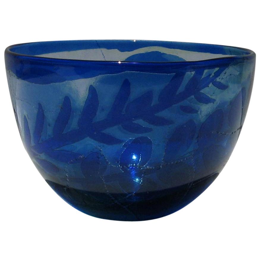 Goran Warff Kosta Boda Bowl, Internally Decorated with Botanical Designs For Sale