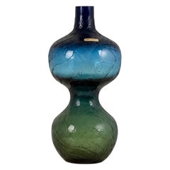 Vase sculptural en verre d'art bleu et vert de Göran Wärff, pour Pukeberg, Suède, années 1960