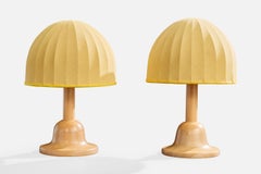 Göran Wärff, lampes de table, Wood, tissu, Suède, années 1970