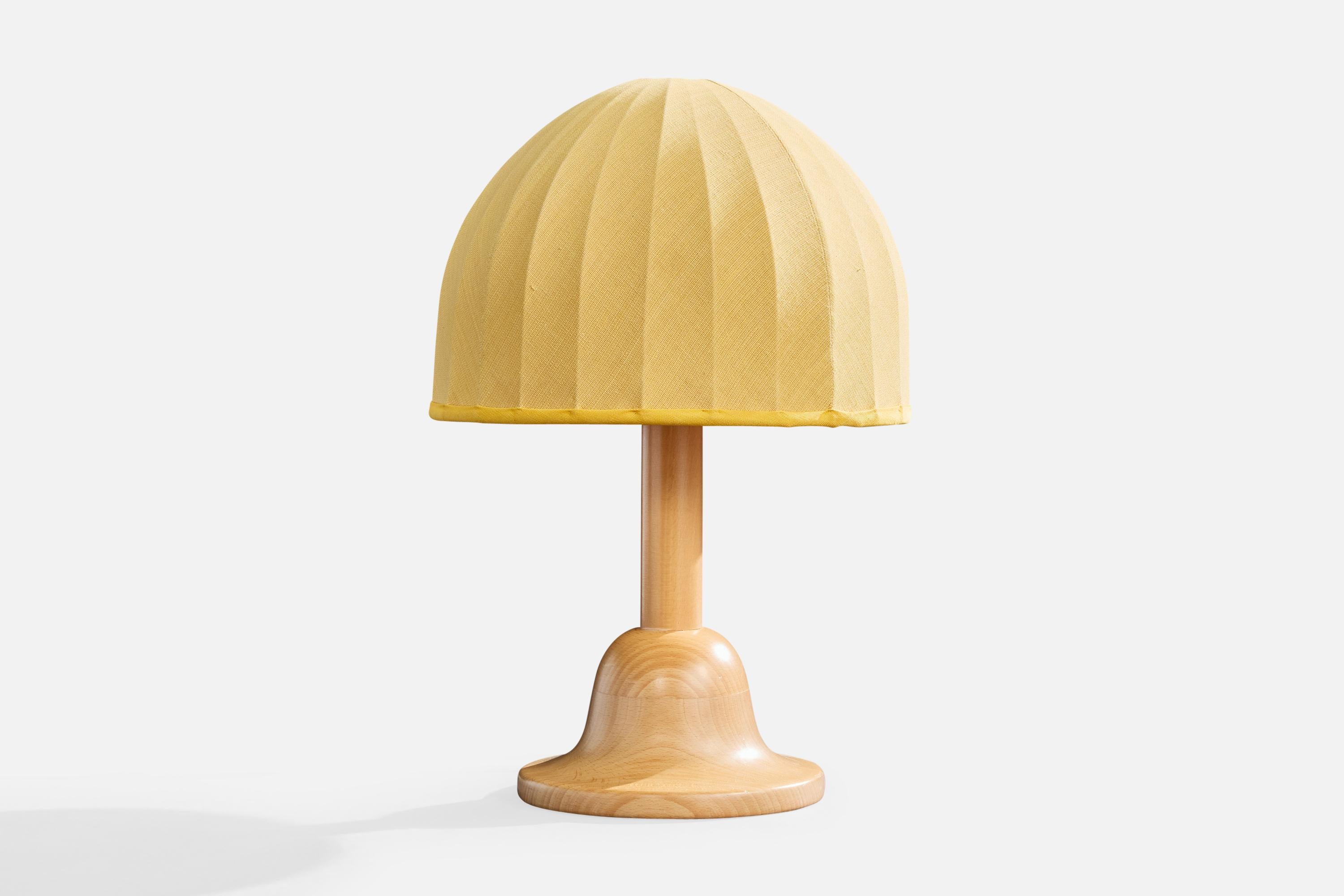 Göran Wärff, Lámparas de mesa, Madera, Tela, Suecia, 1970s Sueco en venta