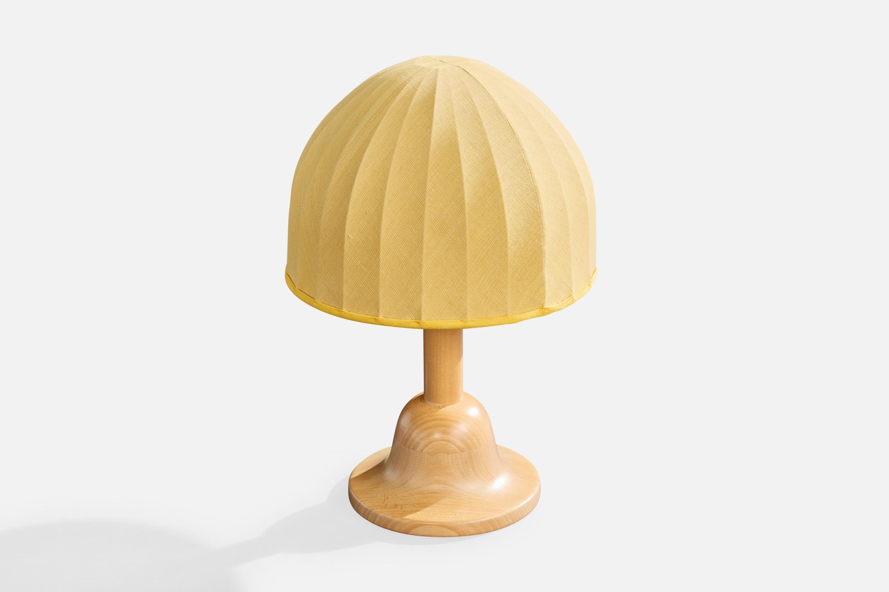 Göran Wärff, Lámparas de mesa, Madera, Tela, Suecia, 1970s en Bueno estado para la venta en High Point, NC