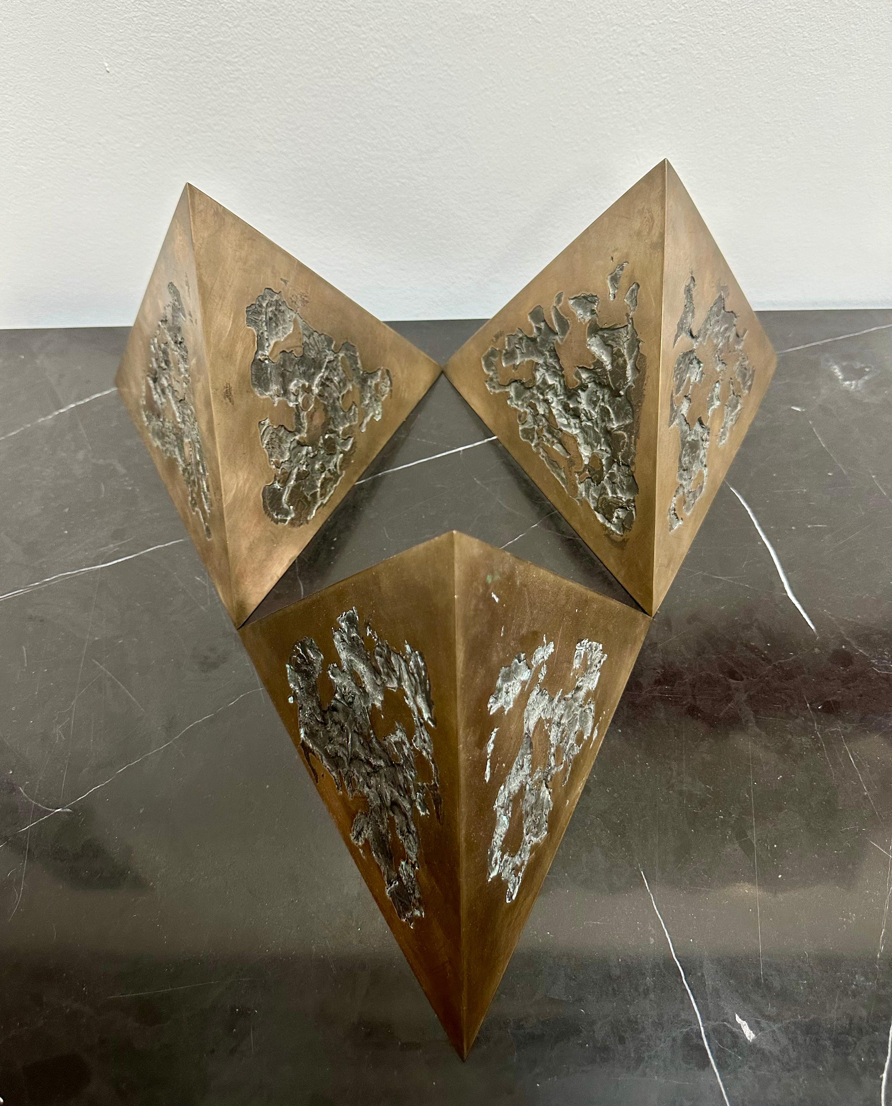 Pyramids - Gold Abstract Sculpture by Gord Smith