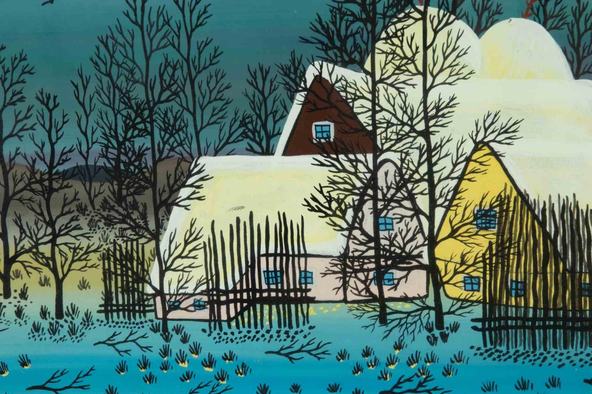 Hlebine-Pejsaz - Pittura ad olio di Gordana Babic - 1975 3