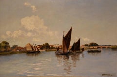 Oil Painting by Gordon A Meadows "Barnes on Thames"