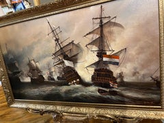 GROSSES ÖLGEMÄLDE SCHIFFSMEISTERSTÜCK 20. JAHRHUNDERT NICE GOLD GILT FRAME