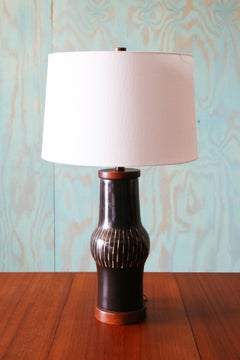 Gordon and Jane Martz M-166 Lamp for Marshall Studios black with white and tan s