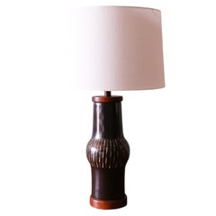 Gordon and Jane Martz M-166 Lamp for Marshall Studios black with white and tan s