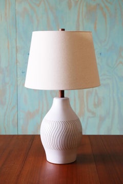 Gordon and Jane Martz M197 Lamp for Marshall Studios white wavy tan Stripes 30"
