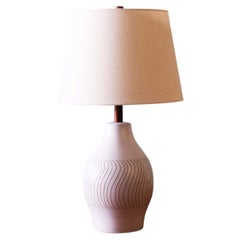 Gordon and Jane Martz M197 Lamp for Marshall Studios white wavy tan Stripes 30"