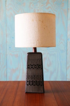 Gordon and Jane Martz M242 Lamp for Marshall Studios matte black tan incised 33.