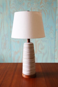 Gordon and Jane Martz M85 Lamp for Marshall Studios matte white tan incised deco