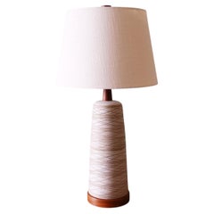 Gordon and Jane Martz M85 Lamp for Marshall Studios matte white tan incised deco