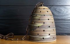 Gordon and Jane Martz Model 236 Hanging Pendant Lamp perforated swirl glaze