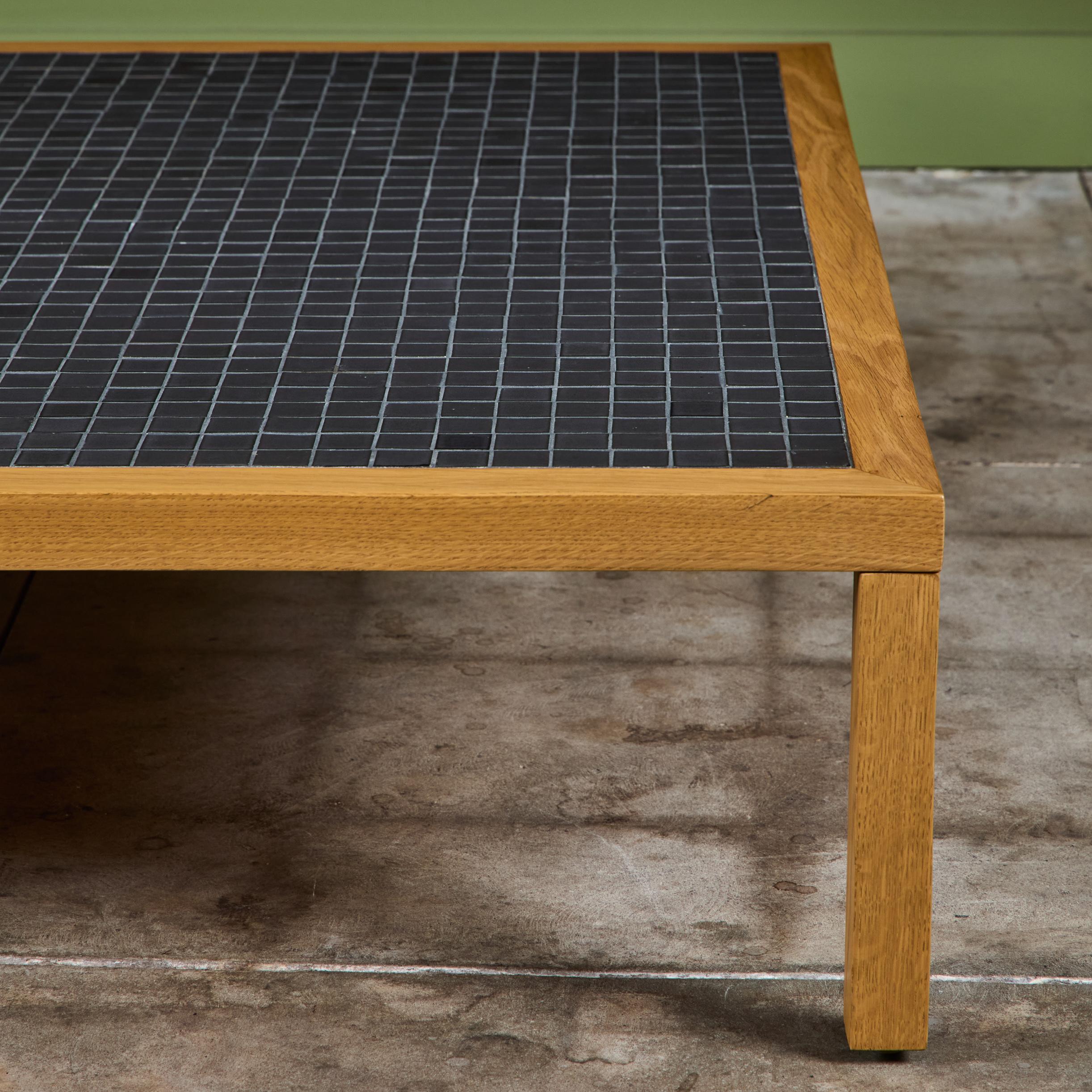 Gordon and Jane Martz Oak Square Coffee Table with Black Tile Inlay For Sale 5